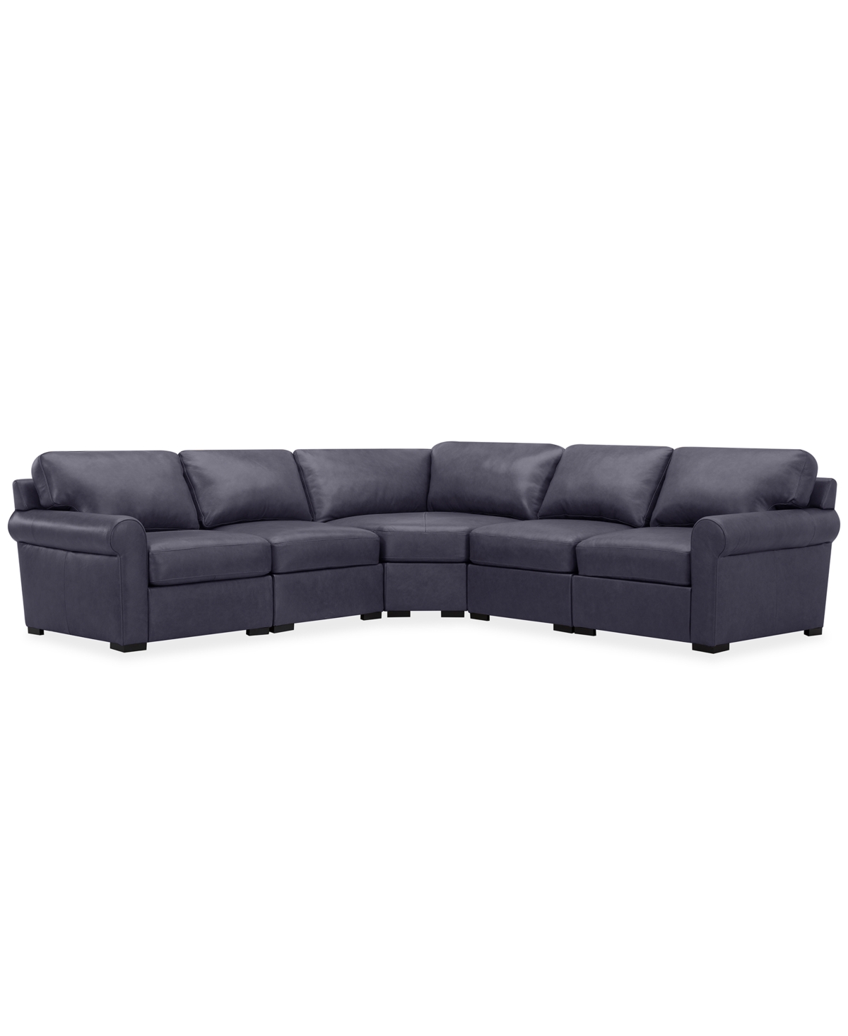 Macy's Radley Roll Arm 117" 5-pc. Leather Wedge Corner L Sectional, Exclusively At