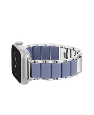 Women's Light Blue Rubberized Link with Silver-Tone Alloy Metal Band for Apple Watch 10 38/40/41mm