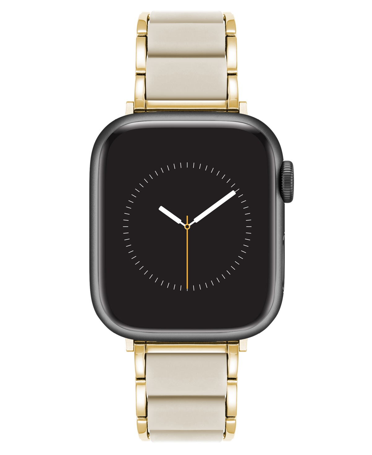 Anne Klein Women's Ivory Rubberized Link With Gold-tone Alloy Metal Band For Apple Watch 10 38/40/41mm In Ivory,gold-tone