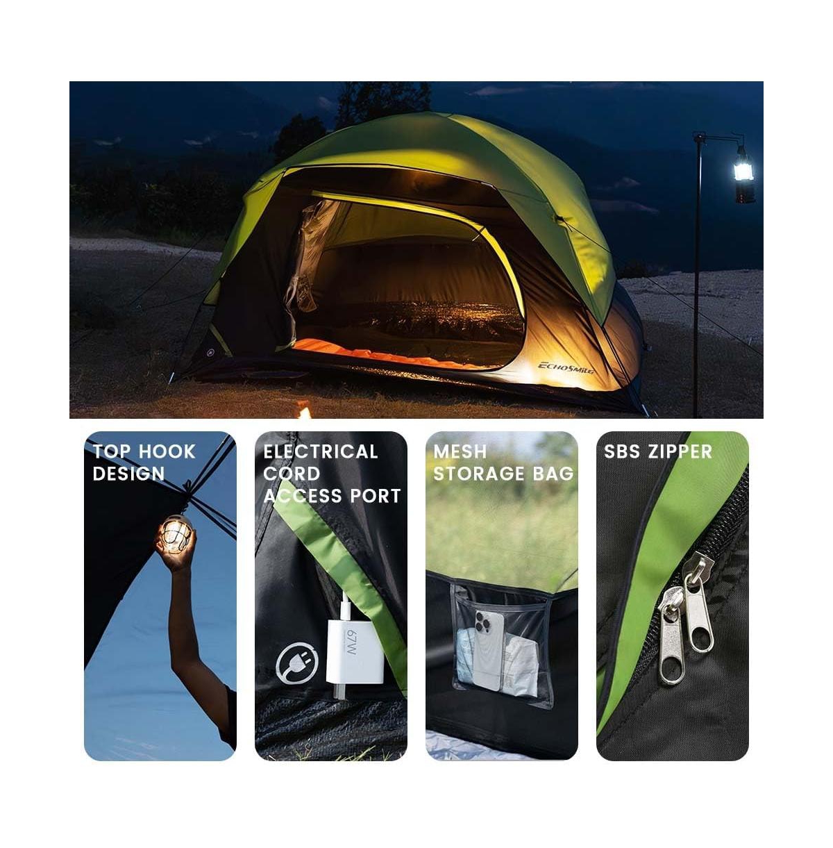 EchoSmile Camping Tent 2 Person, Waterproof Windproof Double Layer with Rainfly, Easy Setup for Backpacking, Hiking, Mountaineering, Outdoor