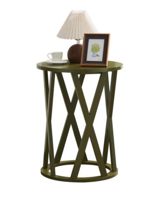 Emma Side End Table - Modern Round Farmhouse Accent Table - Side Table for Living Room, Bedroom, Office