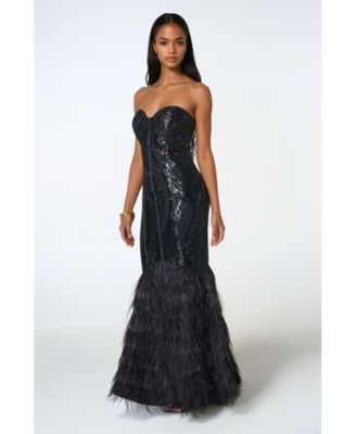 Women's Sequin Feather Gown