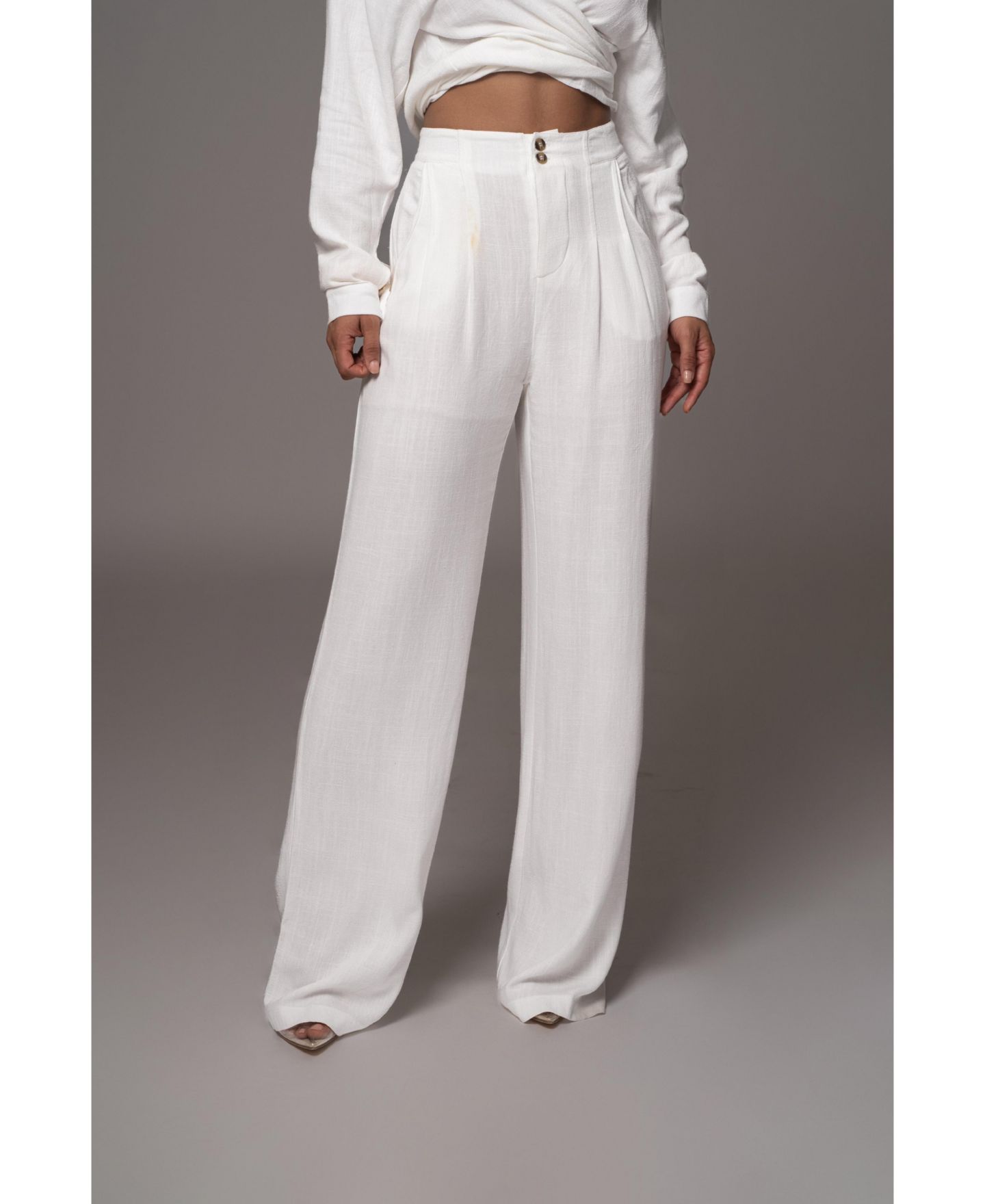 Женские брюки JLUXLABEL Thea Linen, цвет: Слоновая кость — фото 1
