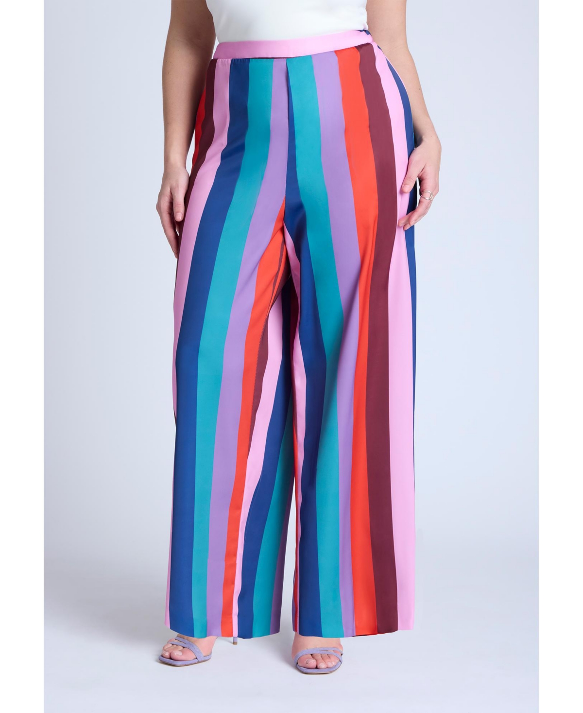 Plus Size Pull On Printed Wide Leg Pant - Kaleidoscope stripe