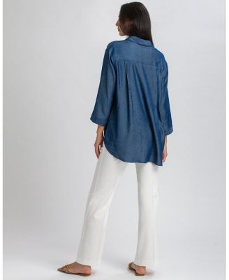 Maternity 3/4 Sleeve Chambray-look Viscose Erica Blouse