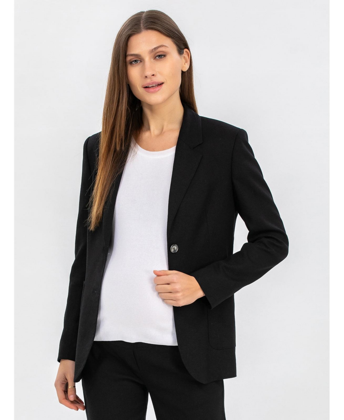 Maternity Tailored Linen Mix Textured Harper Blazer - Black