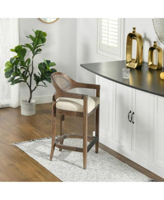  Mid-Century Modern 26" wood  Cane Back Kitchen Island Chair Counter Stool
