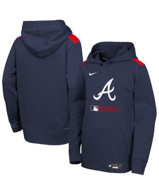Nike - Big Boys and Girls Navy Atlanta Braves Authentic Collection Performance Pullover Hoodie