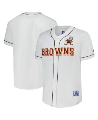 Starter - Men's White Cleveland Browns Relay Vintage Full-Button Baseball Jersey