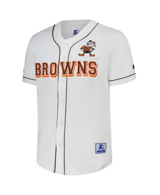 Men's White Cleveland Browns Relay Vintage Full-Button Baseball Jersey