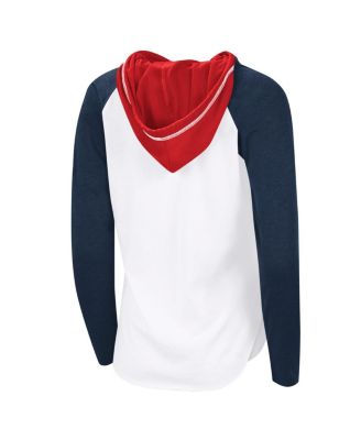 Women's White/Navy Columbus Blue Jackets VIP Raglan Long Sleeve Hoodie T-Shirt