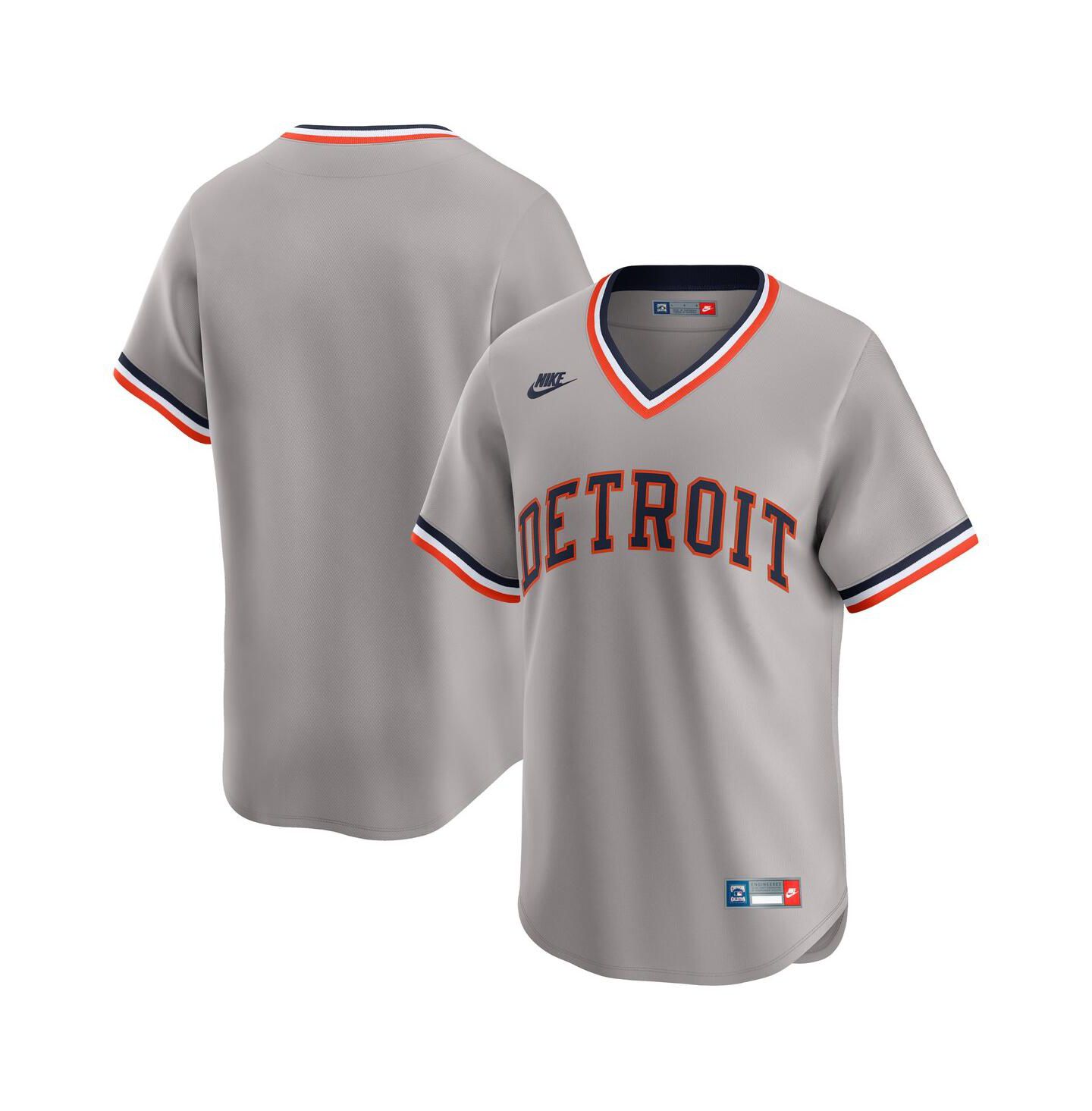 Мужской топ Nike Gray Detroit Tigers Throwback Cooperstown Collection Limited Jersey — фото 1