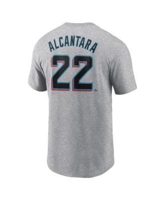 Men's Sandy Alcantara Heather Gray Miami Marlins Fuse Name Number T-Shirt