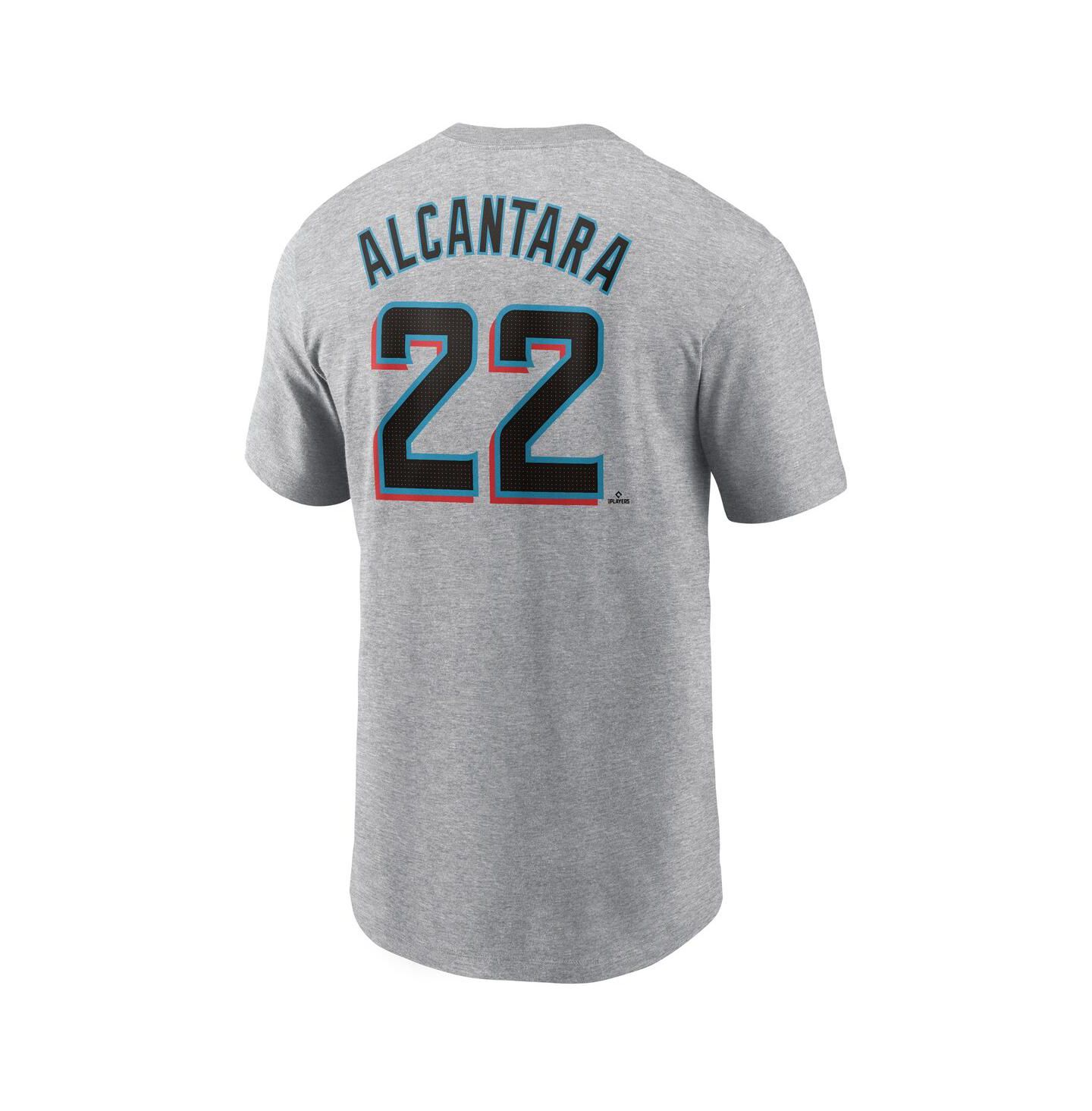 Мужская футболка Nike Sandy Alcantara Heather Gray Miami Marlins Fuse Name & Number — фото 2