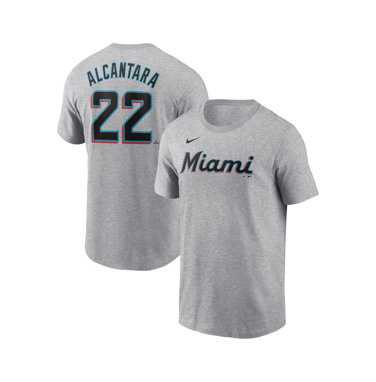 Мужская футболка Nike Sandy Alcantara Heather Gray Miami Marlins Fuse Name & Number — фото 1