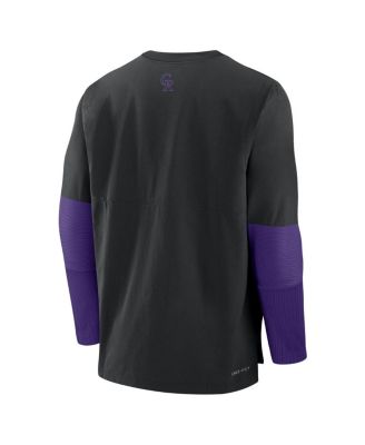 Men's Black/Purple Colorado Rockies Authentic Collection Player Lightweight Performance Long Sleeve Top