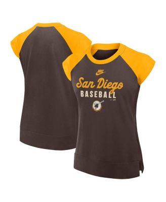 Nike - Women's Brown/Gold San Diego Padres Cooperstown Collection Raglan Performance T-Shirt