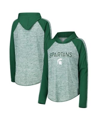 G-III 4Her by Carl Banks - Women's Green Michigan State Spartans Underdog Bling Raglan Long Sleeve Hoodie T-Shirt
