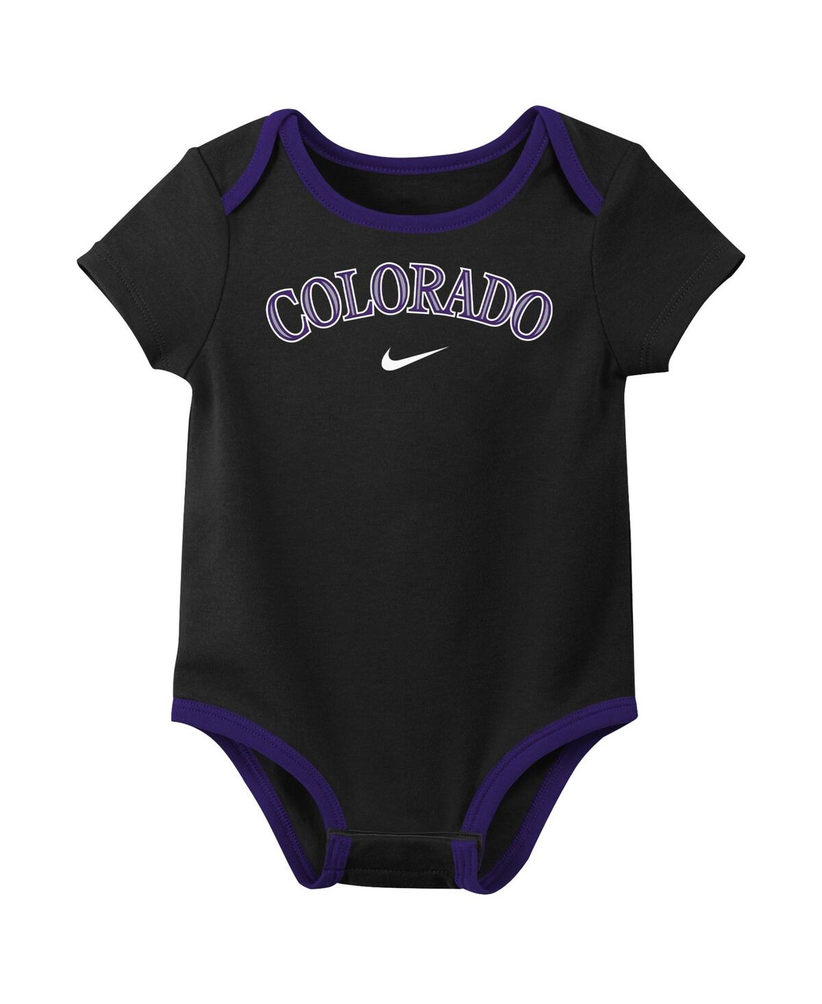 Nike Baby Boys And Girls Colorado Rockies Authentic Collection Bodysuit, Pack Of 3 In Black