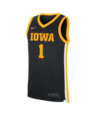 Men's 1 Black Iowa Hawkeyes Road Replica Jersey