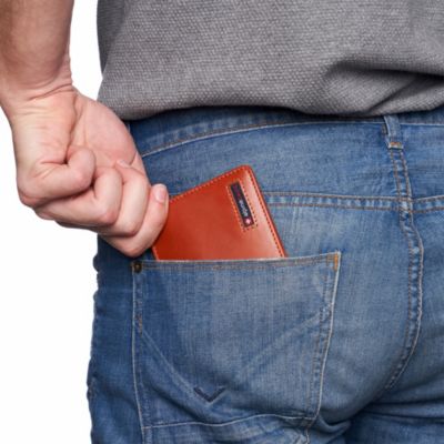 Mens Genuine Leather RFID Safe Bifold Wallet Passcase 2 ID Windows