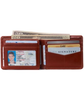 Men's Wallet for Men RFID Protected Leather Wallet Spencer Bifold Divided Bill Section Gift Box 2 ID Windows 14 Card Storage Pockets