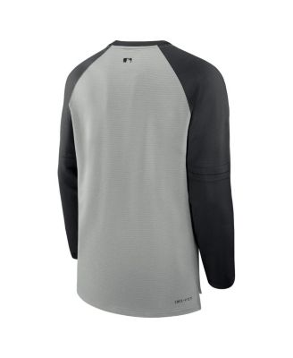 Men's Heather Gray/Black Colorado Rockies Authentic Collection Game Time Raglan Performance Long Sleeve T-Shirt