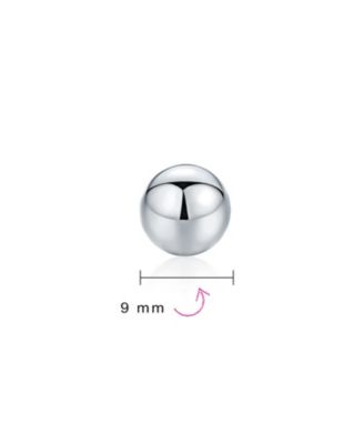 Minimalist Plain Simple Round Bead Ball Tragus Cartilage Stud Earrings Shiny Polish .925 Sterling Silver