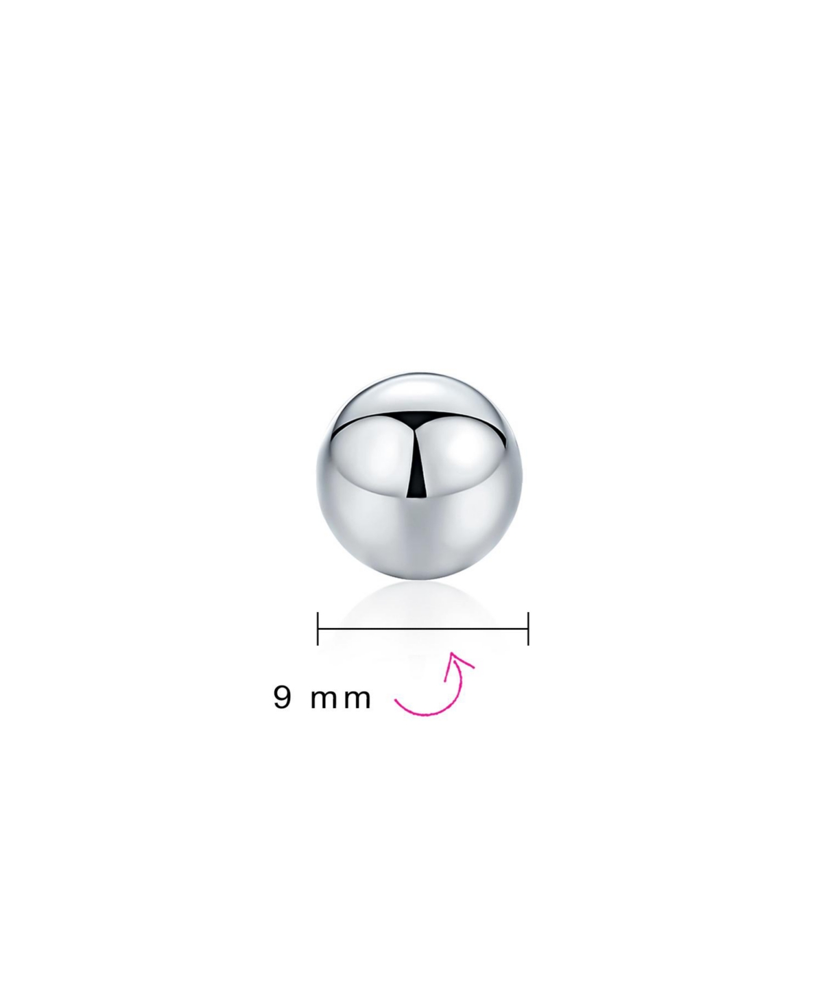 Bling Jewelry Minimalist Plain Simple Round Bead Ball Tragus Cartilage Stud Earrings Shiny Polish .925 Sterling Silver