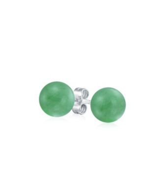Classic 8MM Natural Stone Round Bead Ball Stud Earrings .925 Sterling Silver