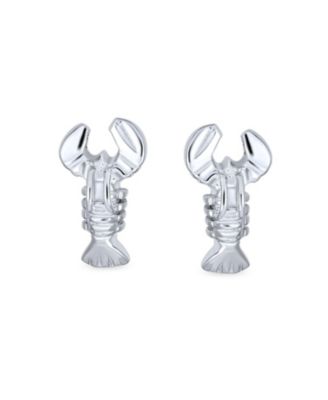 Petite Tiny Delicate Nautical Tropical Beach Vacation Lovers Be My Lobster Stud Earrings .925 Sterling Silver