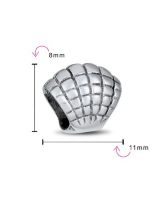 Nautical Tropical Vacation Beach Clam Shell Charm Bead Oxidized .925 Sterling Silver