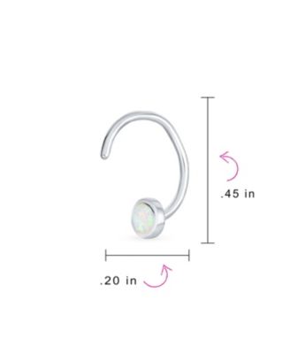 Round White Created Opal Huggie Geometric Non-Piercing Helix Cartilage Conch Bezel Band Wrap Ear Cuff Earrings Sterling Silver