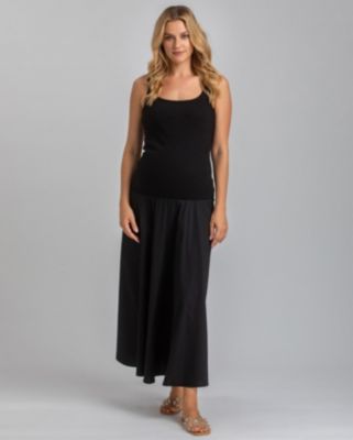 Maternity Sleeveless Rib Knit Jersey & Cotton Mirabelle Twofer Dress