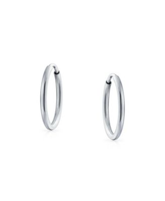 Thin Minimalist Hoop Huggie Earrings Sterling Silver Various Sizes