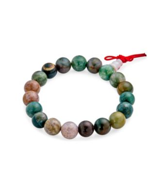 Mala Earth Stone Multi Color Round Jasper Bead Strand Stretch Bracelet