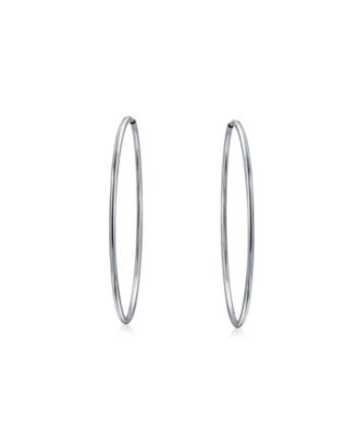 Thin Minimalist Hoop Huggie Earrings Sterling Silver Various Sizes