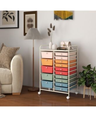 15-Drawer Utility Rolling Organizer Cart with Multi-Use Storage