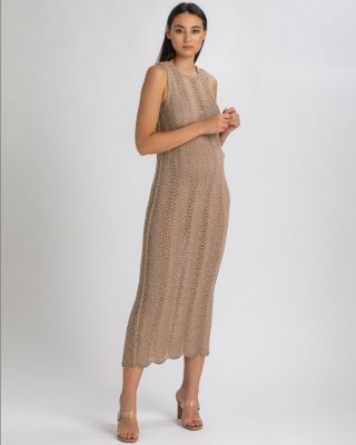 Maternity Sleeveless Crochet Knit Fitted Maxi Hibiscus Dress