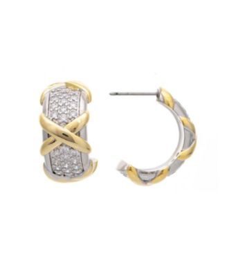 Clad Hoop with CZ and Rhodium Clad