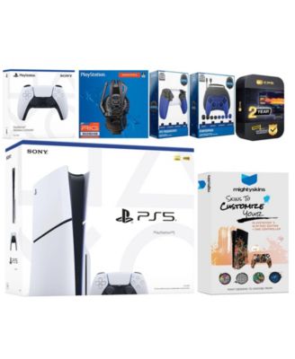Playstation 5 Slim Disc with Extra Volcanic Red Controller, Plantronics Headset, Gamer Kit, Trigger Kit and MightySkins Decal Voucher + 2 Year CP
