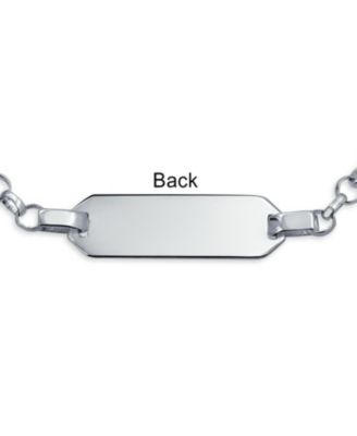 Dainty ID Tag Bracelet Butterfly Charm Dangle .925 Sterling For Wrists