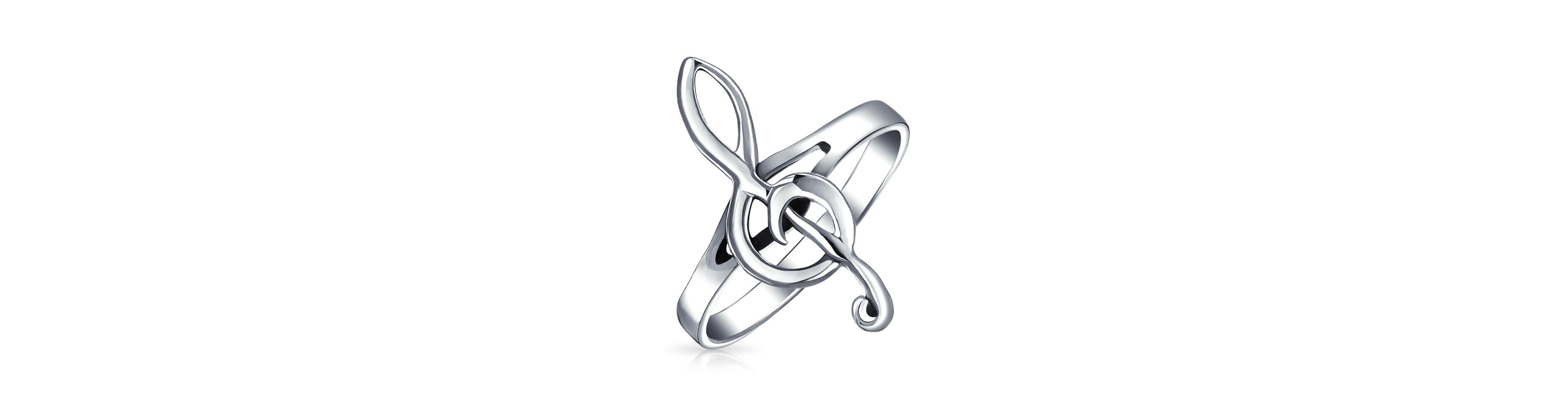 Bling Jewelry Silver Ring with Treble Clef Note Design Sterling Thin Band Music Lovers