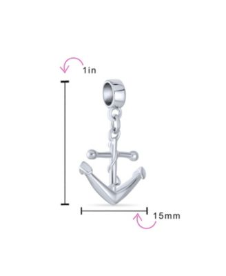 Nautical Boat Anchor Vacation Travel Dangle Charm Bead .925 Sterling