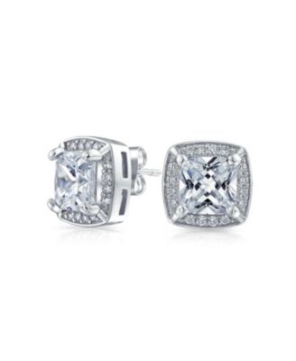Fashion Statement Square Cushion Cut Cubic Zirconia Cz Stud Earrings Rose Gold Plated