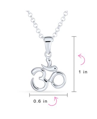 Yoga Aum Om Symbol Pendant Necklace in Sterling Silver 18 Inch Chain