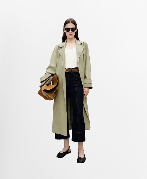 alfani MANGO Women's Soft Belt Trench Coat Women's Fashion Shoes & Accessories