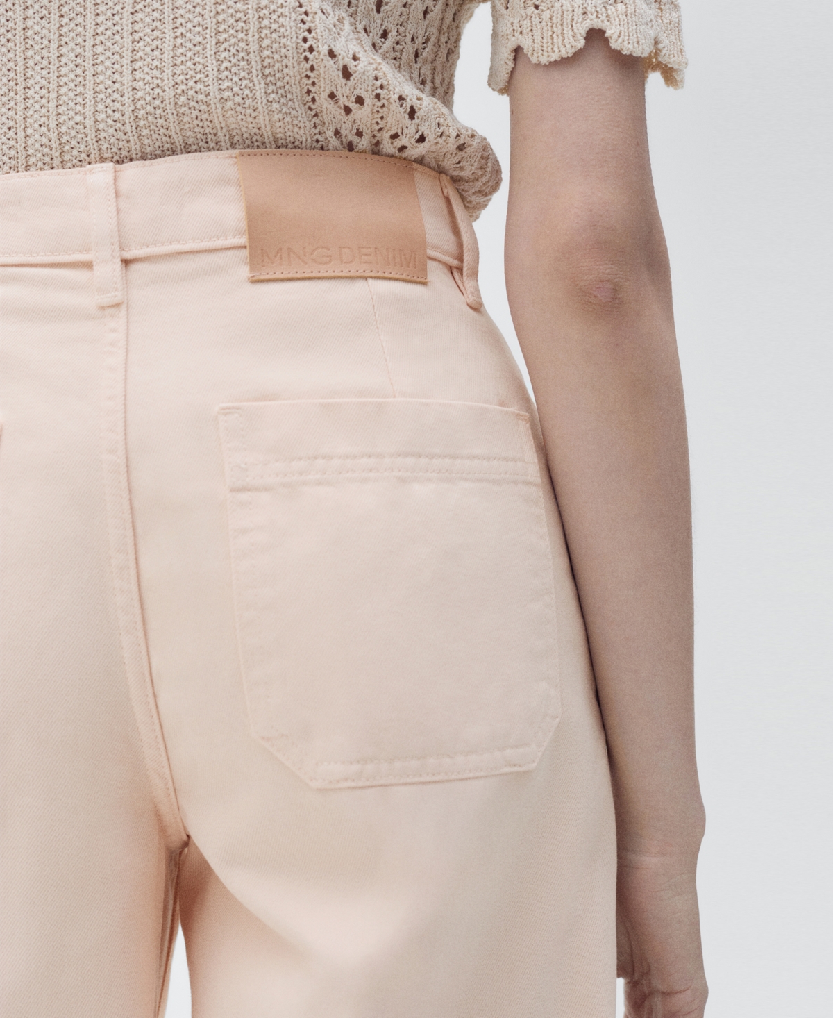 Mango Women's High-rise Wide Leg Jeans In Pastel Pink