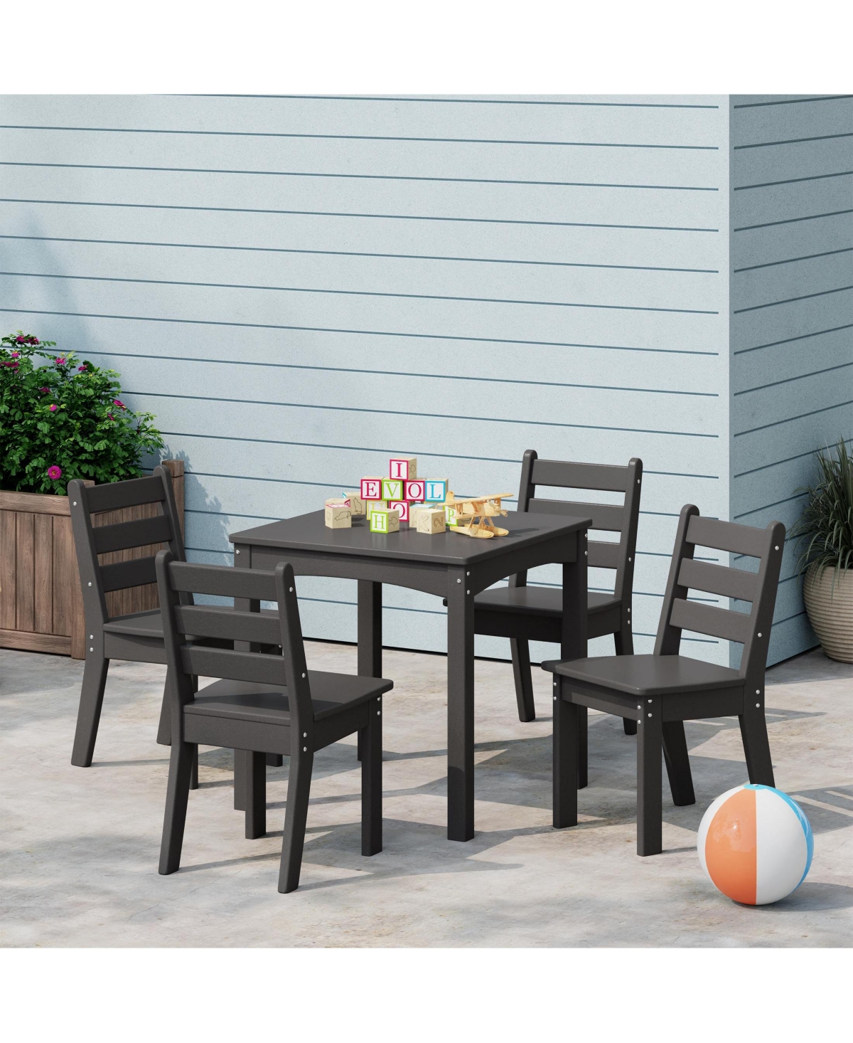 Kids 5-Piece Hdpe Dining Table and Chairs Set