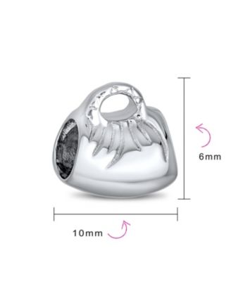 Fashion Clutch Purse Pocketbook Hand Bag Charm Bead Oxidized .925 Sterling Silver